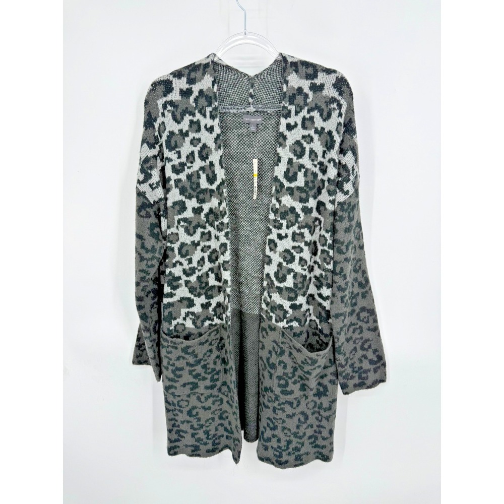 NWT The Limited Leopard‎ Cardigan Sweater Size L Knit Cozy Maximalist Funky